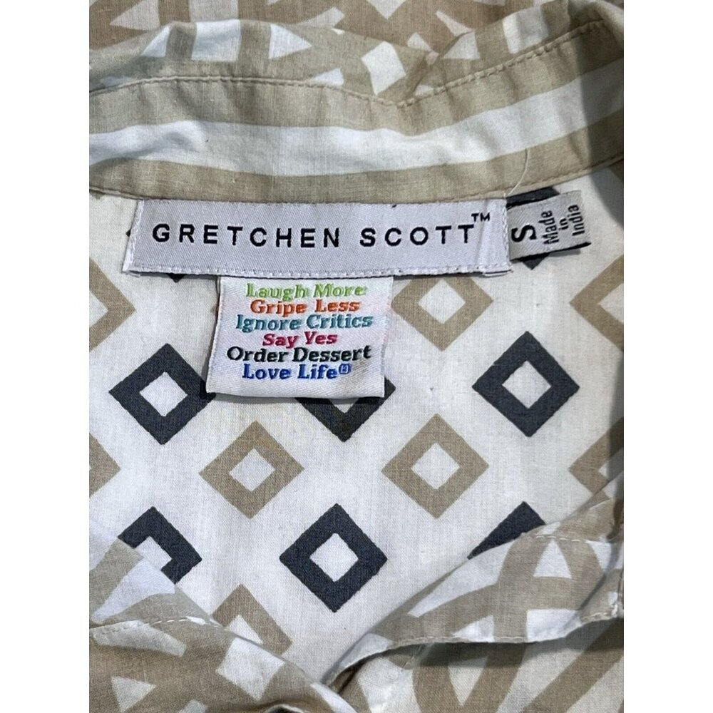 Gretchen Scott Cotton Geometric Dress Small Minimalist Neutral Preppy Classic - Picture 3 of 7